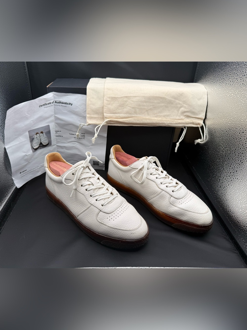 Brunello Cucinelli White Pebbled Leather Hybrid Court Sneakers - EU 41 / US 8